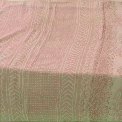 Sanskriti Vintage Sarees Pink Bandhani Work Pure Georgette Sari 5+yd Soft Fabric