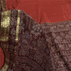 Sanskriti Vintage Sarees Red/Brown 100% Pure Silk Printed Sari 6+yd Craft Fabric