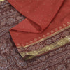 Sanskriti Vintage Sarees Red/Brown 100% Pure Silk Printed Sari 6+yd Craft Fabric