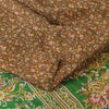 Sanskriti Vintage Sarees Brown Indian Pure Silk Printed Sari 5+yd Craft Fabric