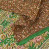 Sanskriti Vintage Sarees Brown Indian Pure Silk Printed Sari 5+yd Craft Fabric