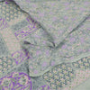 Sanskriti Vintage Sarees Green/Purple Pure Silk Printed Sari 6+yd Craft Fabric