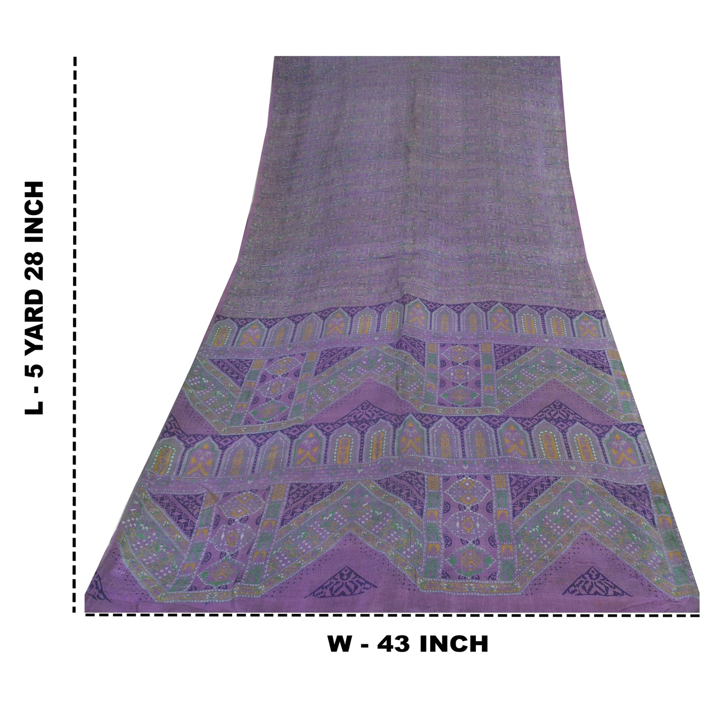 Sanskriti Vintage Sarees Purple 100% Pure Silk Printed Sari 5+yd Craft Fabric