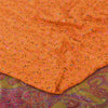 Sanskriti Vintage Sarees Orange Pure Silk Printed Woven Sari 5+yd Craft Fabric