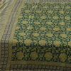 Sanskriti Vintage Sarees Indian Green Pure Silk Printed Sari 5+yd Craft Fabric