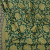 Sanskriti Vintage Sarees Indian Green Pure Silk Printed Sari 5+yd Craft Fabric