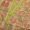 Sanskriti Vintage Sarees Beige Indian Pure Silk Printed Sari 6+yd Craft Fabric