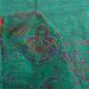 Sanskriti Vintage Sarees Sea-Green 100% Pure Silk Printed Sari 5+yd Craft Fabric