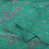 Sanskriti Vintage Sarees Sea-Green 100% Pure Silk Printed Sari 5+yd Craft Fabric