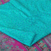 Sanskriti Vintage Sarees Turquoise 100% Pure Silk Printed Sari 5+yd Craft Fabric