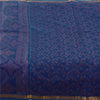 Sanskriti Vintage Sarees Blue Zari Border Pure Silk Print Sari 5+yd Craft Fabric