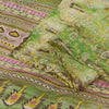 Sanskriti Vintage Sarees Green Indian Pure Silk Printed Sari 6+yd Craft Fabric