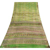 Sanskriti Vintage Sarees Green Indian Pure Silk Printed Sari 6+yd Craft Fabric