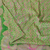 Sanskriti Vintage Sarees Green/Pink Pure Silk Printed Sari 6+yd Craft Fabric