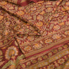 Sanskriti Vintage Sarees Dark Red Pure Silk Floral Print Sari 5+yd Craft Fabric