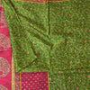 Sanskriti Vintage Sarees Green 100% Pure Silk Printed Sari 6+yd Craft Fabric