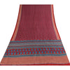 Sanskriti Vintage Sarees Red/Blue 100% Pure Silk Printed Sari 5+yd Craft Fabric