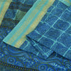 Sanskriti Vintage Sarees Blue Zari Border Pure Silk Print Sari 5+yd Craft Fabric