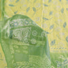 Sanskriti Vintage Sarees Lemon/Green Pure Silk Printed Sari 5+yd Craft Fabric