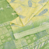 Sanskriti Vintage Sarees Lemon/Green Pure Silk Printed Sari 5+yd Craft Fabric