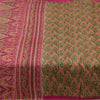 Sanskriti Vintage Sarees Green/Pink Pure Silk Printed Sari 6+yd Craft Fabric