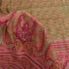 Sanskriti Vintage Sarees Green/Pink Pure Silk Printed Sari 6+yd Craft Fabric