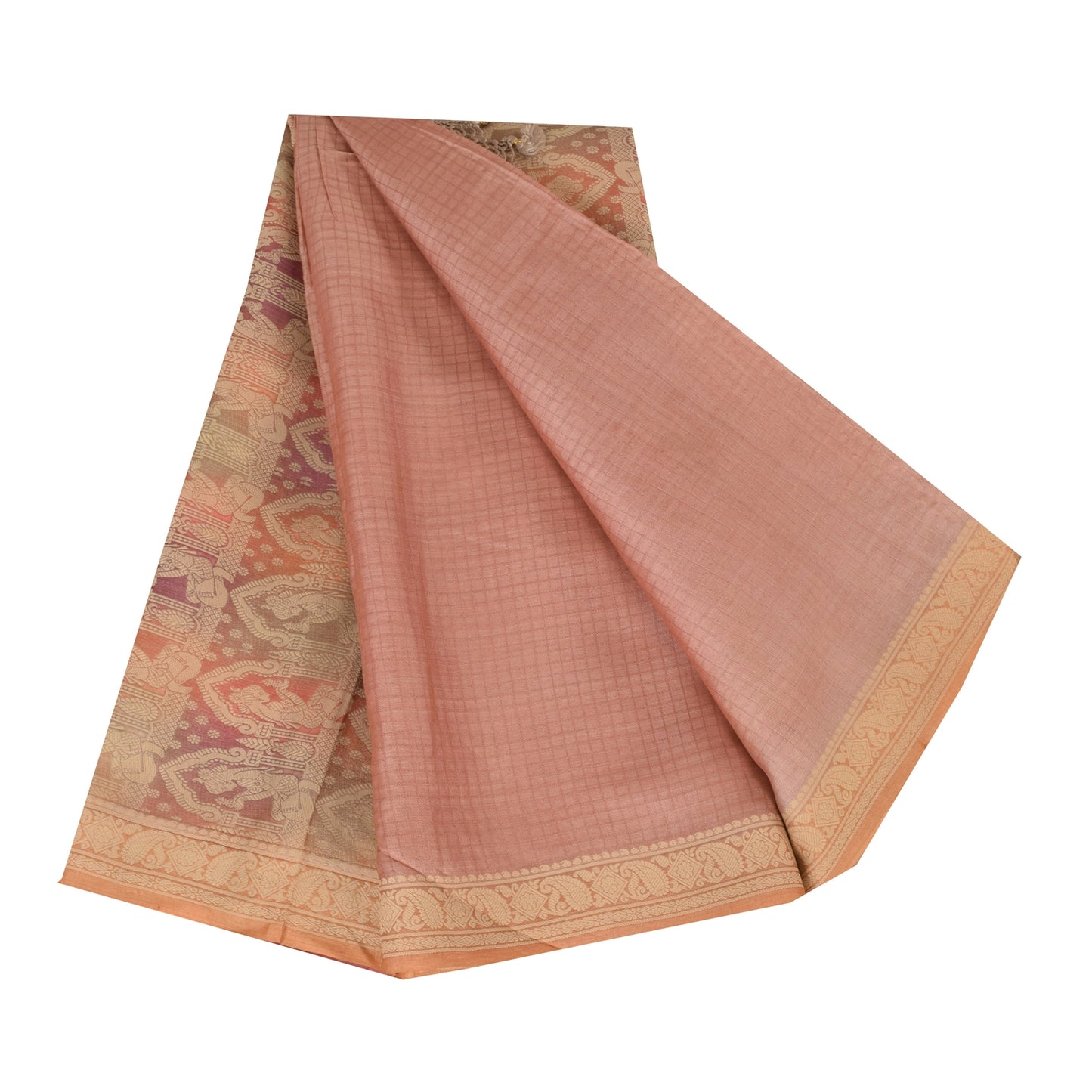 Sanskriti Vintage Sarees Pink Baluchari Woven Pure Silk Sari 5+yd Craft Fabric