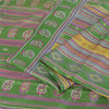 Sanskriti Vintage Sarees Green Indian Pure Silk Printed Sari 6+yd Craft Fabric