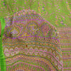 Sanskriti Vintage Sarees Green Pure Silk Printed Woven Sari 5+yd Craft Fabric