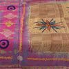 Sanskriti Vintage Sarees Brown/Pink Pure Silk Printed Sari 5+yd Craft Fabric