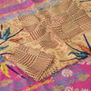 Sanskriti Vintage Sarees Brown/Pink Pure Silk Printed Sari 5+yd Craft Fabric