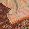 Sanskriti Vintage Sarees Peach Zari Border Pure Silk Printed Sari 5+yd Fabric