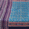 Sanskriti Vintage Sarees Indian Blue Pure Silk Printed Sari 5+yd Craft Fabric