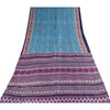 Sanskriti Vintage Sarees Indian Blue Pure Silk Printed Sari 5+yd Craft Fabric