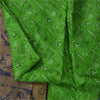 Sanskriti Vintage Sarees Green Pure Silk Printed Woven Sari 5+yd Craft Fabric