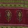 Sanskriti Vintage Sarees Dark Red Pure Silk Printed Woven Sari 6+yd Craft Fabric