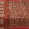 Sanskriti Vintage Sarees Brown 100% Pure Silk Printed Sari 5+yd Craft Fabric