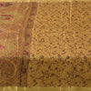 Sanskriti Vintage Sarees Beige Zari Border Pure Silk Printed Sari 5+yd Fabric