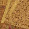 Sanskriti Vintage Sarees Beige Zari Border Pure Silk Printed Sari 5+yd Fabric