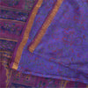 Sanskriti Vintage Sarees Purple Zari Border Pure Silk Printed Sari 6+yd Fabric