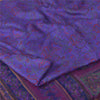 Sanskriti Vintage Sarees Purple Zari Border Pure Silk Printed Sari 6+yd Fabric