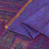 Sanskriti Vintage Sarees Purple Zari Border Pure Silk Printed Sari 6+yd Fabric