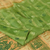 Sanskriti Vintage Sarees Green 100%Pure Silk Printed Woven Epic Sari 5+yd Fabric