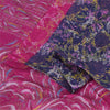 Sanskriti Vintage Sarees Purple/Pink Pure Silk Printed Sari 5+yd Craft Fabric