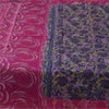 Sanskriti Vintage Sarees Purple/Pink Pure Silk Printed Sari 5+yd Craft Fabric