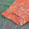 Sanskriti Vintage Sarees Orange 100% Pure Silk Printed Sari 6+yd Craft Fabric