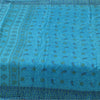 Sanskriti Vintage Sarees Blue Indian Pure Silk Printed Sari 5+yd Craft Fabric