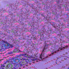 Sanskriti Vintage Sarees Purple 100% Pure Silk Printed Sari 5+yd Craft Fabric