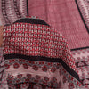 Sanskriti Vintage Sarees Red Hand Block Printed Pure Silk Sari 5+yd Craft Fabric