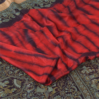 Sanskriti Vintage Sarees Red/Purple Pure Silk Human Printed Sari 5+yd Fabric